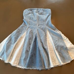 Pilcro Strapless Seamed Denim Mini Dress